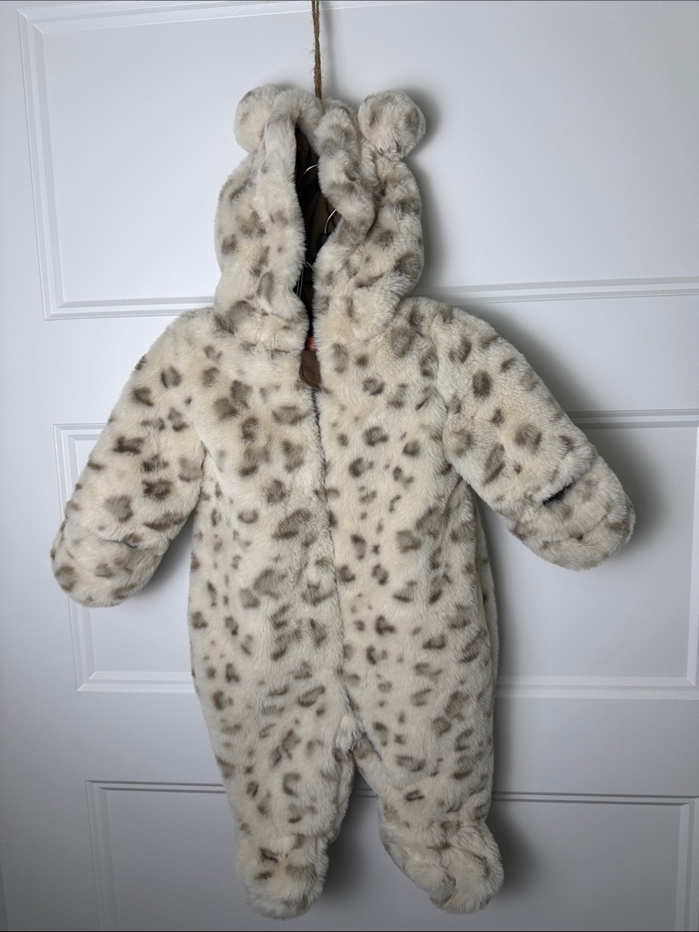 Liv & Lottie Plush Faux Fur Leopard-Print Baby One-Piece Snowsuit